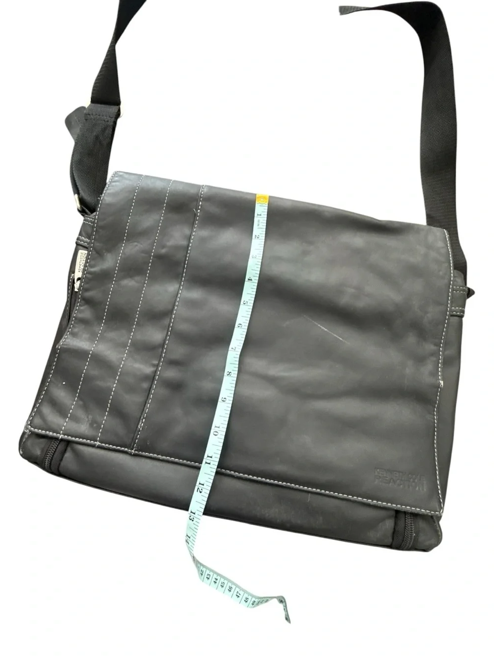 Men's Black Leather Messenger Bag - Kenneth Cole
